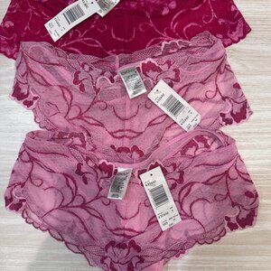 New with Tags - Red/Pink Lace Panties (3 pairs) - DKNY - Size S